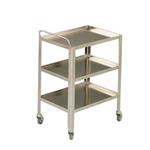 CARRELLO (Misure 60 cm X 40 cm X 80 cm) A TRE RIPIANI IN ACCIAIO INOX, CON RUOTE GOMMATE da 8 cm E MANIGLIA PER TRASPORTO