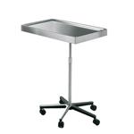 TAVOLO SERVITORE MAYO (70x50 cm) - ALTEZZA REGOLABILE MANUALMENTE (H: 90-115 cm) - IN ACCIAIO INOX - CON RUOTE E 5 RAZZE