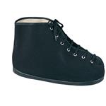 SCARPA COPRIGESSO (N° 29/30) IN PANNO NERO, SUOLA IN GOMMA VULCANIZZATA E APERTURA TOTALE