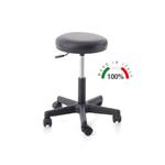 SGABELLO GIREVOLE (Nero) CON SEDILE IMBOTTITO (Ø 32 cm) E BASE IN PLASTICA CON RUOTE - ELEVABILE CON SISTEMA A GAS - Altezza da 42 a 56 cm - Peso massimo supportato: 150 kg