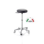 SGABELLO GIREVOLE (Nero) (H: 53÷73 cm) CON SEDILE IMBOTTITO (Ø 32 cm) E BASE IN ALLUMINIO CON RUOTE - ELEVABILE CON SISTEMA A GAS