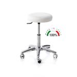 SGABELLO GIREVOLE (Verde) CON SEDILE IMBOTTITO (Ø 32 cm) E BASE IN ALLUMINIO CON RUOTE - ELEVABILE CON SISTEMA A GAS (H. da 42 a 56 cm)