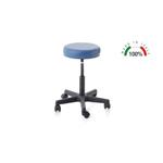 SGABELLO GIREVOLE CON BASE IN PLASTICA (COLORE SEDUTA BIANCO) - PISTONE A VITE 140MM - Elevabile in altezza H: 42÷56 cm - Sedile di Ø 32cm