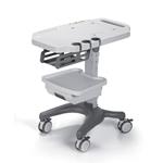 CARRELLO PER ECOGRAFI IN "ABS" SU RUOTE - Dimensioni: L:48,8 x P:70,6 x H:82,2÷92,2 cm - Design moderno ed innovativo. Cassetto portaoggetti. Vani portasonde.