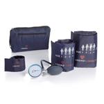 SFIGMOMANOMETRO AD ANEROIDE MODELLO PALMARE + KIT 3 BRACCIALI IN NYLON CON CHIUSURA A VELCRO ED ANELLO CROMATO - LATEX FREE