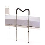 SPONDE UNIVERSALI Anticaduta - Alluminio verniciato - (L: 450 mm - P: 640 mm) Struttura con appoggio a terra, gambe regolabili in altezza.  Maniglia di appoggio in poliuretano morbido regolabile. Borsa portaoggetti - ADATTABILI A TUTTI I LETTI 