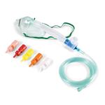 MASCHERA MORBIDA PER ADULTI A CONCENTRAZIONE VARIABILE CON SISTEMA VENTURI - Completa di 6 raccordi colorati e tubo di collegamento antischiacciamento