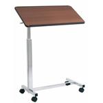 VASSOIO DA LETTO SU RUOTE CON 1 PIANO INCLINABILE E MOLLA PER SOLLEVAMENTO AUTOMATICO - H: 78-110 cm - COLORE MARRONE - STRUTTURA IN ACCIAIO CROMATO