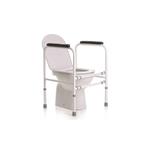 SOSTEGNO PER WC CON 4 GAMBE REGOLABILI IN ALTEZZA E BRACCIOLI IMBOTTITI (61÷69 x 43 x h. 66÷76 cm) - Portata max 100 kg - Acciaio verniciato - Regolabile in larghezza - Puntali antiscivolo