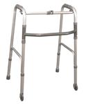 DEAMBULATORE PIEGHEVOLE - 2 PUNTALI E 2 RUOTE FISSE - ALTEZZA REGOLABILE 65-75 cm - PORTATA MAX 130 kg - MANOPOLE IMBOTTITE - CON PULSANTE - IN ALLUMINIO  