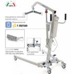 SOLLEVAMALATI ARKIMED ELETTRICO di piccole dimensioni ideale nelle cure domiciliari (Portata max 135 kg) - ATTUATORE TIMOTION, STRUTTURA IN ACCIAIO VERNICIATO, RUOTE PIROETTANTI (2 con freno), BASE REGOLABILE IN LARGHEZZA CON PEDALE