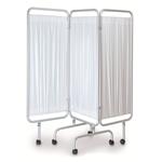 PARAVENTO CON 3 ANTE (160 x h. 170) STANDARD IN ALLUMINIO ANODIZZATO E CON RUOTE (centrali con freno) - TENDINE IN PVC LAVABILE - AUTOESTINGUENTE