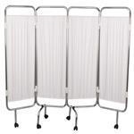 PARAVENTO CON 4 ANTE (212,5 x h. 170 cm) STANDARD IN ACCIAIO E CON RUOTE (centrali con freno) - TENDINE IN PVC LAVABILE - AUTOESTINGUENTE