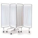 PARAVENTO CON 4 ANTE (212 x h. 170 cm) STANDARD IN ALLUMINIO ANODIZZATO E CON RUOTE (centrali con freno) - TENDINE IN PVC LAVABILE - AUTOESTINGUENTE