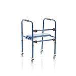 DEAMBULATORE PIEGHEVOLE E SMONTABILE, CON 4 RUOTE PIROETTANTI(2 autobloccanti) E SEDILE IN GOMMAPIUMA - ALTEZZA REGOLAIBLE 76-91 cm - PORTATA MAX 130 kg - CON MANOPOLE IMBOTTITE E RUOTE POSTERIORI AUTOFRENANTI - IN ALLUMINIO