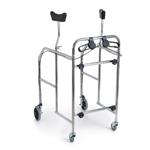 DEAMBULATORE SMONTABILE CON APPOGGIO SOTTOASCELLARE - 2 RUOTE CON FRENI + 2 PIROETTANTIANTERIORI - REGOLABILE IN ALTEZZA - PORTATA 130 kg - IN ACCIAIO VERNICIATO