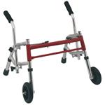 DEAMBULATORE PIEGHEVOLE PER BAMBINI CON 2 PUNTALI E 2 RUOTE FISSE - ALTEZZA REGOLABILE 41-60 cm - PORTATA MAX 60 kg - CON 2 PULSANTI -  IN ALLUMINIO 