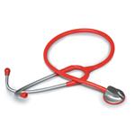 FONENDOSCOPIO (Tubo rosso) CON TESTA PIATTA ANATOMICA IN ZINCO E ARCHETTO BIAURICOLARE IN ACCIAIO INOX - ANELLO ANTIFREDDO - LATEX FREE - 