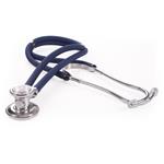 STETOFONENDOSCOPIO TIPO RAPPAPORT (Tubi blu) CON TUBO GEMELLARE, TESTA IN METALLO E PADIGLIONI RUOTANTI - COMPLETO DI ACCESSORI - LATEX FREE - 