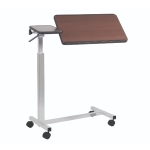VASSOIO DA LETTO (MARRONE) SU RUOTE CON 2 PIANI (1 INCLINABILE) - Sollevamento automatico tramite leva - H: 74 -119 cm - Struttura in acciaio verniciato - Superficie in laminato antigraffio con bordo di contenimento antiurto e antitaglio
