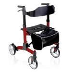 ROLLATOR PIEGHEVOLE IN ALLUMINIO VERNICIATO - CHIUSURA TIPO PASSEGGINO - SCHIENALE IMBOTTITO - BORSA PORTAOGGETTI - PORTABASTONE - RUOTA ANTERIORE ESTRAIBILE