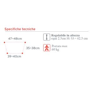 DEAMBULATORE PIEGHEVOLE PER BAMBINI CON 4 PUNTALI ANTISCIVOLO - REGOLABILE IN ALTEZZA DA 53 a 62,5 cm - PORTATA MAX 60kg - MANOPOLE IMBOTTITE - IN ALLUMINIO