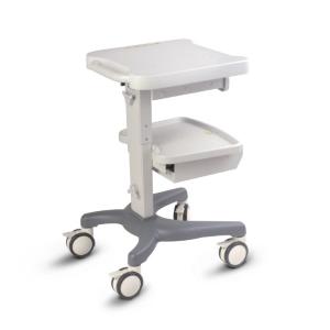CARRELLO IN "ABS" SU RUOTE - Dimensioni: L:48,8 x P:56,6 x H:82,5÷92,5 cm - Carrello in ABS. Design moderno ed innovativo. Cassetto portaoggetti. Vani portasonde.