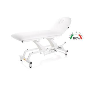 LETTINO IDRAULICO (Bianco - larghezza 68 cm) (2 sezioni) SCHIENALE REGOLABILE CON MOLLA A GAS - FORO FACCIALE - RIVESTIMENTO IN SIMILPELLE LAVABILE AUTOESTINGUENTE 1IM  - PER VISITA MEDICA E FISIOTERAPIA - Made in Italy
