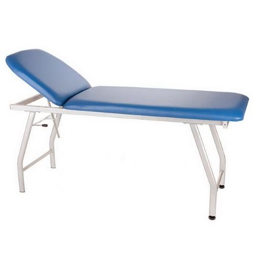 LETTINO A 2 SEZIONI (Blu) DA VISITA MEDICA IN TUBOLARE RETTANGOLARE CON GAMBE IN TUBOLARE OVALE - IN ACCIAO VERNICIATO - Dimensioni: L: 185 (totale) x P:60 x H: 79 cm - SCHIENALE REGOLABILE 0°-60° - Peso Max 180 Kg - Rivestimento in similpelle lavabile