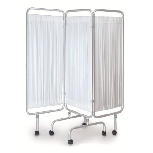 PARAVENTO CON 3 ANTE (160 x h. 170) STANDARD IN ALLUMINIO ANODIZZATO E CON RUOTE (centrali con freno) - TENDINE IN PVC LAVABILE - AUTOESTINGUENTE