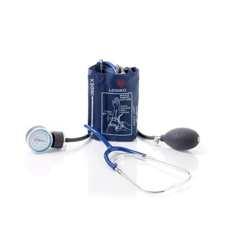 SFIGMOMANOMETRO AD ANEROIDE COORDINATO (Azzurro) CON FONENDOSCOPIO - CASSA IN LEGA LEGGERA VERNICIATA - LATEX FREE - 