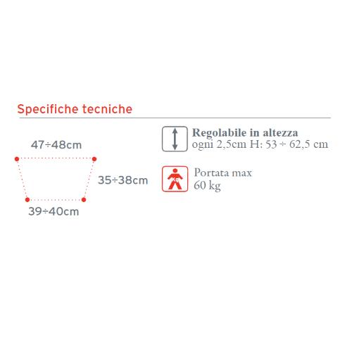 DEAMBULATORE PIEGHEVOLE PER BAMBINI CON 4 PUNTALI ANTISCIVOLO - REGOLABILE IN ALTEZZA DA 53 a 62,5 cm - PORTATA MAX 60kg - MANOPOLE IMBOTTITE - IN ALLUMINIO