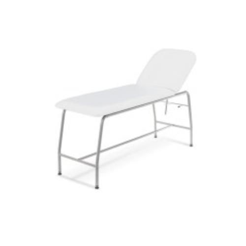 LETTINO A 2 SEZIONI DA VISITA (Bianco) MEDICA IN TUBOLARE TONDO MODELLO LYBRA - IN ACCIAIO VERNICIATO - SCHIENALE REGOLABILE - Dimensioni: L: 185 (totale) – 161 (esterno gambe) x P:60 x H: 79 cm - Portata max: 180 kg 