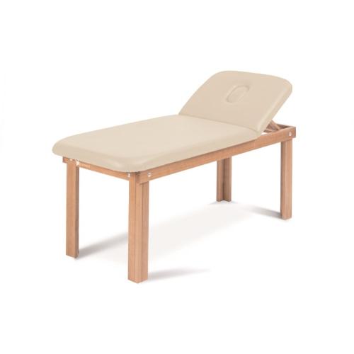 LETTINO IN LEGNO (L. 74 cm) PER FISIOTERAPIA E VISITA (Panna) - STRUTTURA IN TINTA NOCE CHIARO