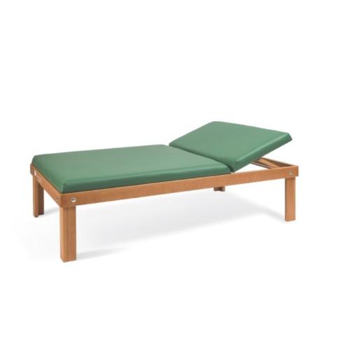 LETTINO IN LEGNO CON SCHIENALE REGOLEBILE MANUALMENTE (115 x 189 x h. 50 cm) (Verde) - PER TRATTAMENTI CON IL METODO BOBATH - STRUTTURA IN TINTA NOCE CHIARO