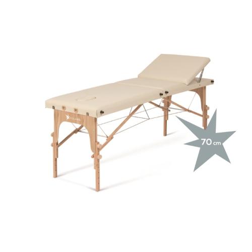 LETTINO PIEGHEVOLE IN LEGNO A 2 SEZIONI (182 x 70 x H. 60÷80) (Panna) CON SCHIENALE REGOLABILE (da 0° a 45°) - REGOLABILE IN ALTEZZA - FORO FACCIALE - TIRANTI IN ACCIAIO - STRUTTURA IN LEGNO - RIVESTIMENTO IN SIMILPELLE - PER TRATTAMENTI 