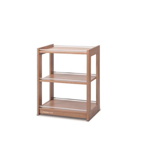 CARRELLO A TRE RIPIANI IN LEGNO, CON RUOTE