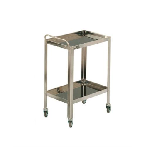 CARRELLO (Misure 60 cm X 40 cm X 80 cm) CON MANIGLIA DI SPINTA A DUE RIPIANI IN ACCIAIO INOX, CON RUOTE