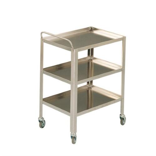 CARRELLO (Misure 60 cm X 40 cm X 80 cm) A TRE RIPIANI IN ACCIAIO INOX, CON RUOTE GOMMATE da 8 cm E MANIGLIA PER TRASPORTO