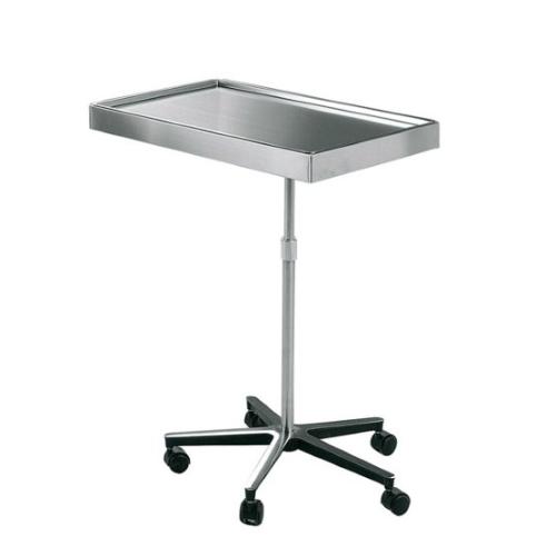 TAVOLO SERVITORE MAYO (70x50 cm) - ALTEZZA REGOLABILE MANUALMENTE (H: 90-115 cm) - IN ACCIAIO INOX - CON RUOTE E 5 RAZZE