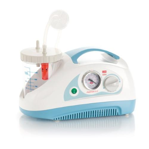 ASPIMED 2.3 - ASPIRATORE CHIRURGICO (-0,80 bar) DA TAVOLO PORTATILE - Flusso max aspirazione 40 l/min - Motore con pompa a pistone a secco - Idoneo ad un utilizzo continuo - PER UTILIZZO IN CORSIA OSPEDALIERA IN PICCOLA CHIRURGIA E DOMICILIARE