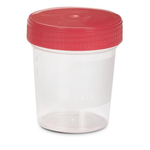 CONTENITORE STERILE PER URINA (120 ml) - CON SUPERFICIE DI SCRITTURA E TAPPO A VITE - CONFEZIONATO SINGOLARMENTE E COMPLETO DI ASTUCCIO 