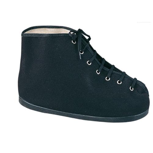 SCARPA COPRIGESSO (N° 40) IN PANNO NERO, SUOLA IN GOMMA VULCANIZZATA E APERTURA TOTALE - 