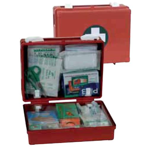 VALIGETTA MEDISAN PRONTO SOCCORSO (24 x 19 x h. 8,5 cm) IN ABS COLOR ARANCIO - ASPORTABILE DAL SUPPORTO A PARETE - PER CASA E AUTO - CONTIENE 42 PRODOTTI