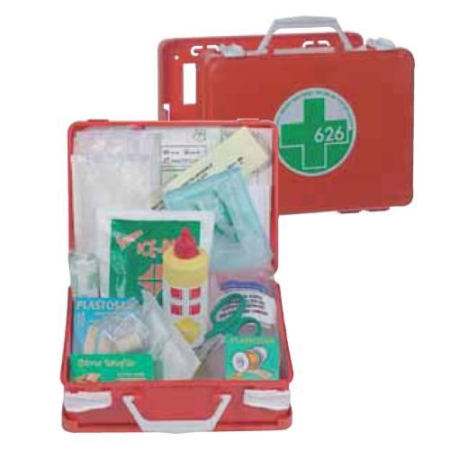 VALIGETTA MEDIC 1 PRONTO SOCCORSO (25 x 19 x h. 9 cm) (Fino a 2 persone) IN POLIPROPILENE ANTIURTO - SUPPORTO PER ATTACCO A PARETE, MANIGLIA PER TRASPORTO E CHIUSURA CON 2 CLIPS ROTANTI - INDICATA PER PICCOLE AZIENDE COMMERCIALI E AUTOMEZZI DI SERVIZIO