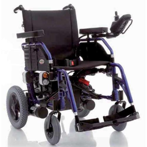 ESCAPE DX - CARROZZINA ELETTRICA (Seduta 46 cm) PIEGHEVOLE IN ALLUMINIO - SENZA LUCI - PORTATA MAX 135 kg - BRACCIOLI REGOLABILI, RIBALTABILI ED ESTRAIBILI - PEDANE REGOLABILI E RIBALTABILI