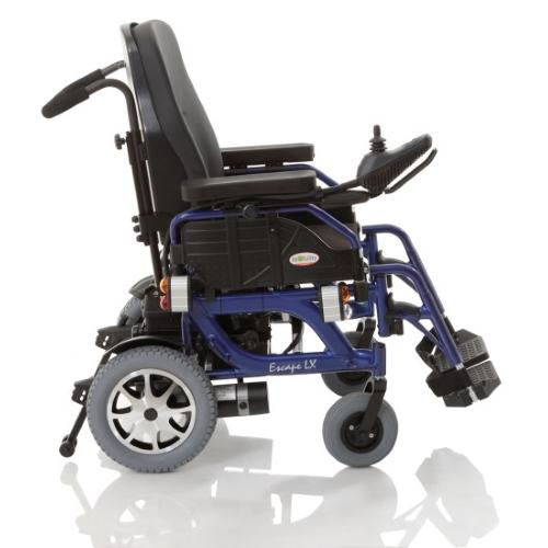 ESCAPE LX - CARROZZINA ELETTRICA (Seduta 46 cm) LEGGERA IN ALLUMINIO - SENZA LUCI - PORTATA MAX 135 kg - BRACCIOLI REGOLABILI, RIBALTABILI ED ESTRAIBILI - PEDANE REGOLABILI E RIBALTABILI