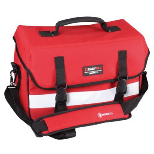 Borsa per emergenza "Trauma Bag" - Realizzata in materiale antistrappo facilmente trasportabile. Apertura superiore a cerniera. Alloggiamenti modulabili. Trasportabile a mano o a tracolla. Striscia anteriore in materiale riflettente e piedini antiscivolo.