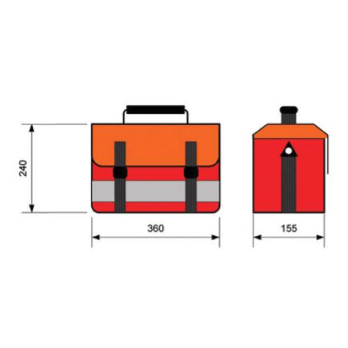Borsa per emergenza "Trauma Bag" - Realizzata in materiale antistrappo facilmente trasportabile. Apertura superiore a cerniera. Alloggiamenti modulabili. Trasportabile a mano o a tracolla. Striscia anteriore in materiale riflettente e piedini antiscivolo.