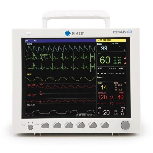 MONITOR PAZIENTE MULTIPARAMETRO (Display 12,1" - CO2 RESPIRONICS,ECG,RESP,SpO2,NIBP,PR,2-Temp) VISUALIZZAZIONE ECG7 TRACCE, SPO2 (concentrazione ossigeno nel sangue), NIBP (pressione), 2-TEMP (temperatura), PR - SISTEMA ASSORBIMENTO INFRAROSSI
